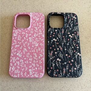 Pela Floral Patterned Phone Case Set - Pink and Black